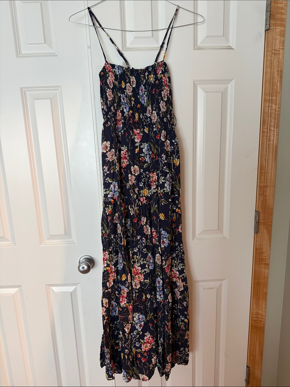 Steve Madden Navy Floral Smocked Maxi Dress